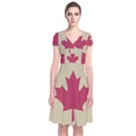 grunge canadian flag  Short Sleeve Front Wrap Dress