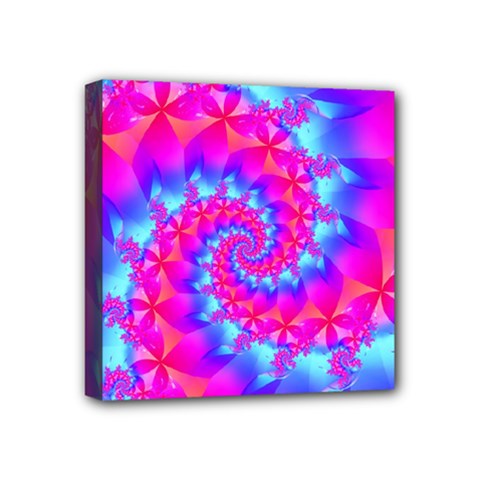 Colorful Pink and Blue Spiral Fractal Mini Canvas 4  x 4  (Stretched) from ArtsNow.com