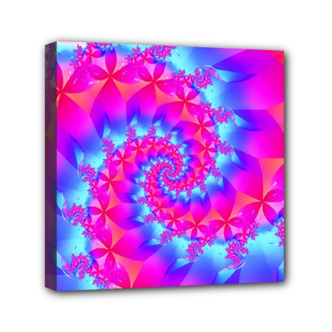 Colorful Pink and Blue Spiral Fractal Mini Canvas 6  x 6  (Stretched) from ArtsNow.com