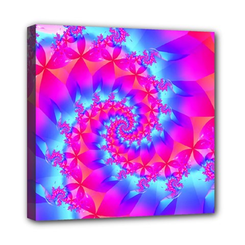 Colorful Pink and Blue Spiral Fractal Mini Canvas 8  x 8  (Stretched) from ArtsNow.com