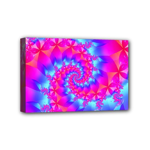 Colorful Pink and Blue Spiral Fractal Mini Canvas 6  x 4  (Stretched) from ArtsNow.com