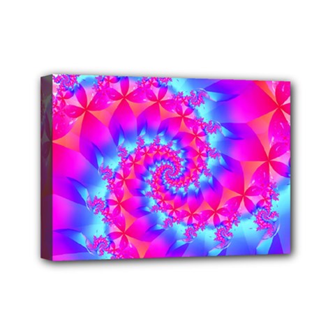 Colorful Pink and Blue Spiral Fractal Mini Canvas 7  x 5  (Stretched) from ArtsNow.com