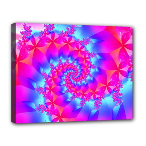 Colorful Pink and Blue Spiral Fractal Canvas 14  x 11  (Stretched) from ArtsNow.com