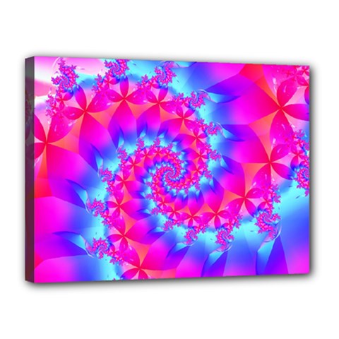 Colorful Pink and Blue Spiral Fractal Canvas 16  x 12  (Stretched) from ArtsNow.com