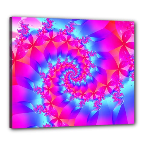 Colorful Pink and Blue Spiral Fractal Canvas 24  x 20  (Stretched) from ArtsNow.com