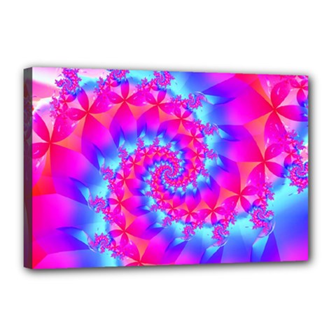 Colorful Pink and Blue Spiral Fractal Canvas 18  x 12  (Stretched) from ArtsNow.com