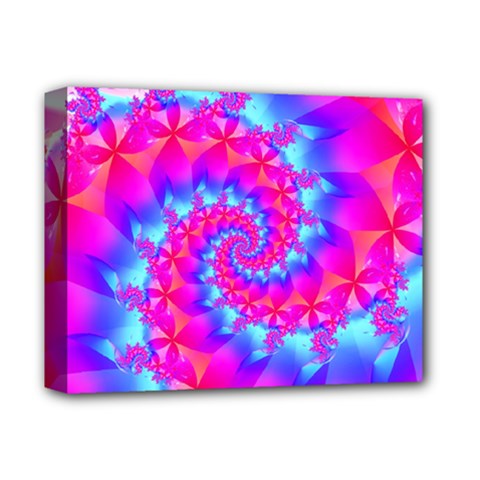 Colorful Pink and Blue Spiral Fractal Deluxe Canvas 14  x 11  (Stretched) from ArtsNow.com