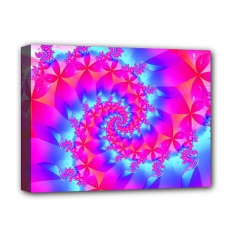 Colorful Pink and Blue Spiral Fractal Deluxe Canvas 16  x 12  (Stretched)  from ArtsNow.com