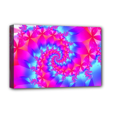 Colorful Pink and Blue Spiral Fractal Deluxe Canvas 18  x 12  (Stretched) from ArtsNow.com