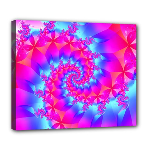 Colorful Pink and Blue Spiral Fractal Deluxe Canvas 24  x 20  (Stretched) from ArtsNow.com