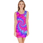 Colorful Pink and Blue Spiral Fractal Bodycon Dress