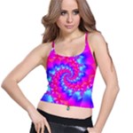 Colorful Pink and Blue Spiral Fractal Spaghetti Strap Bra Top