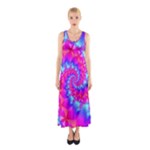 Colorful Pink and Blue Spiral Fractal Sleeveless Maxi Dress