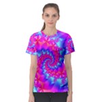 Colorful Pink and Blue Spiral Fractal Women s Sport Mesh Tee