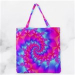 Colorful Pink and Blue Spiral Fractal Grocery Tote Bag