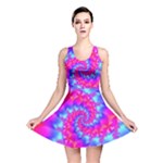 Colorful Pink and Blue Spiral Fractal Reversible Skater Dress