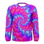 Colorful Pink and Blue Spiral Fractal Men s Long Sleeve Tee