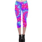 Colorful Pink and Blue Spiral Fractal Capri Leggings 