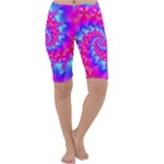 Colorful Pink and Blue Spiral Fractal Cropped Leggings 