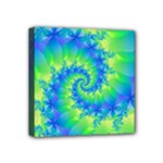 Colorful Blue and Green Spiral Fractal  Mini Canvas 4  x 4  (Stretched)