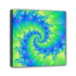 Colorful Blue and Green Spiral Fractal  Mini Canvas 6  x 6  (Stretched)