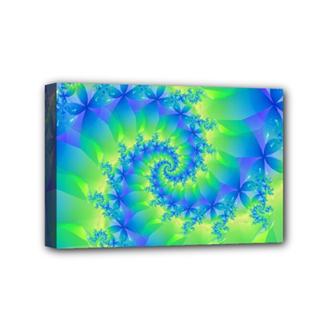 Colorful Blue and Green Spiral Fractal  Mini Canvas 6  x 4  (Stretched) from ArtsNow.com