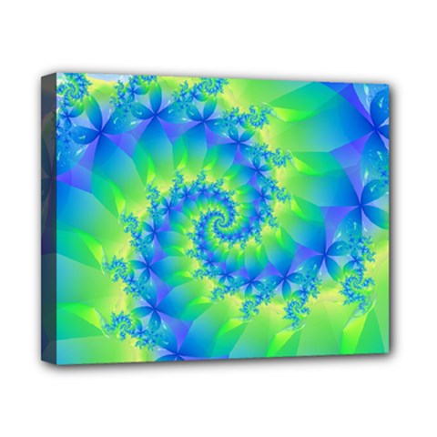 Colorful Blue and Green Spiral Fractal  Canvas 10  x 8  (Stretched) from ArtsNow.com