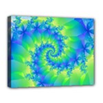 Colorful Blue and Green Spiral Fractal  Canvas 14  x 11  (Stretched)