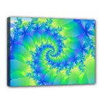 Colorful Blue and Green Spiral Fractal  Canvas 16  x 12  (Stretched)