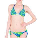 Colorful Blue and Green Spiral Fractal  Bikini Set