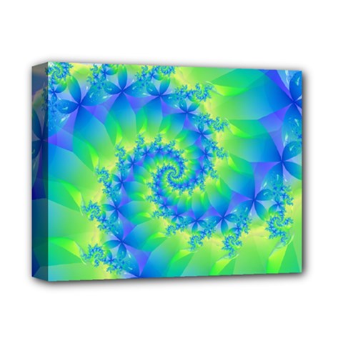 Colorful Blue and Green Spiral Fractal  Deluxe Canvas 14  x 11  (Stretched) from ArtsNow.com