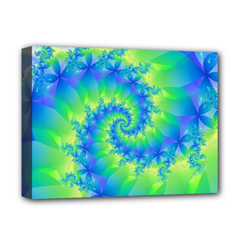 Colorful Blue and Green Spiral Fractal  Deluxe Canvas 16  x 12  (Stretched)  from ArtsNow.com