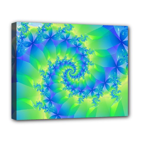 Colorful Blue and Green Spiral Fractal  Deluxe Canvas 20  x 16  (Stretched) from ArtsNow.com