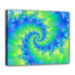 Colorful Blue and Green Spiral Fractal  Deluxe Canvas 24  x 20  (Stretched)