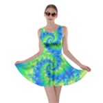 Colorful Blue and Green Spiral Fractal  Skater Dress