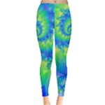 Colorful Blue and Green Spiral Fractal  Leggings 