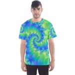 Colorful Blue and Green Spiral Fractal  Men s Sport Mesh Tee