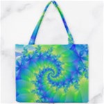 Colorful Blue and Green Spiral Fractal  Mini Tote Bag