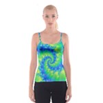 Colorful Blue and Green Spiral Fractal  Spaghetti Strap Top