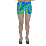 Colorful Blue and Green Spiral Fractal  Skinny Shorts