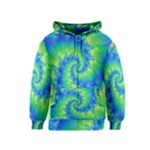 Colorful Blue and Green Spiral Fractal  Kids  Zipper Hoodie