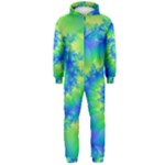 Colorful Blue and Green Spiral Fractal  Hooded Jumpsuit (Men)