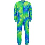 Colorful Blue and Green Spiral Fractal  OnePiece Jumpsuit (Men)