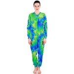 Colorful Blue and Green Spiral Fractal  OnePiece Jumpsuit (Ladies)