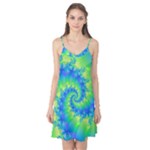 Colorful Blue and Green Spiral Fractal  Camis Nightgown 