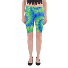 Colorful Blue and Green Spiral Fractal  Yoga Cropped Leggings from ArtsNow.com