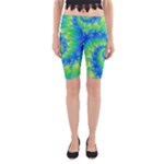 Colorful Blue and Green Spiral Fractal  Yoga Cropped Leggings