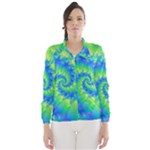 Colorful Blue and Green Spiral Fractal  Wind Breaker (Women)