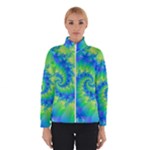 Colorful Blue and Green Spiral Fractal  Winter Jacket