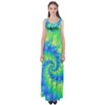 Colorful Blue and Green Spiral Fractal  Empire Waist Maxi Dress